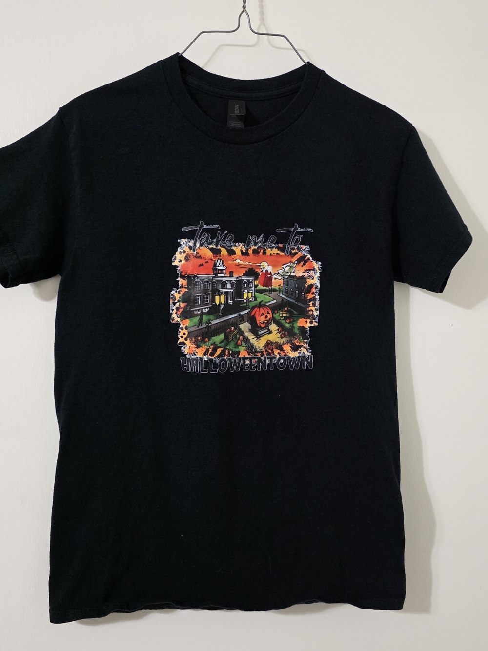 Gildan Black Halloweentown Graphic Tee with Orange & Green Artwork